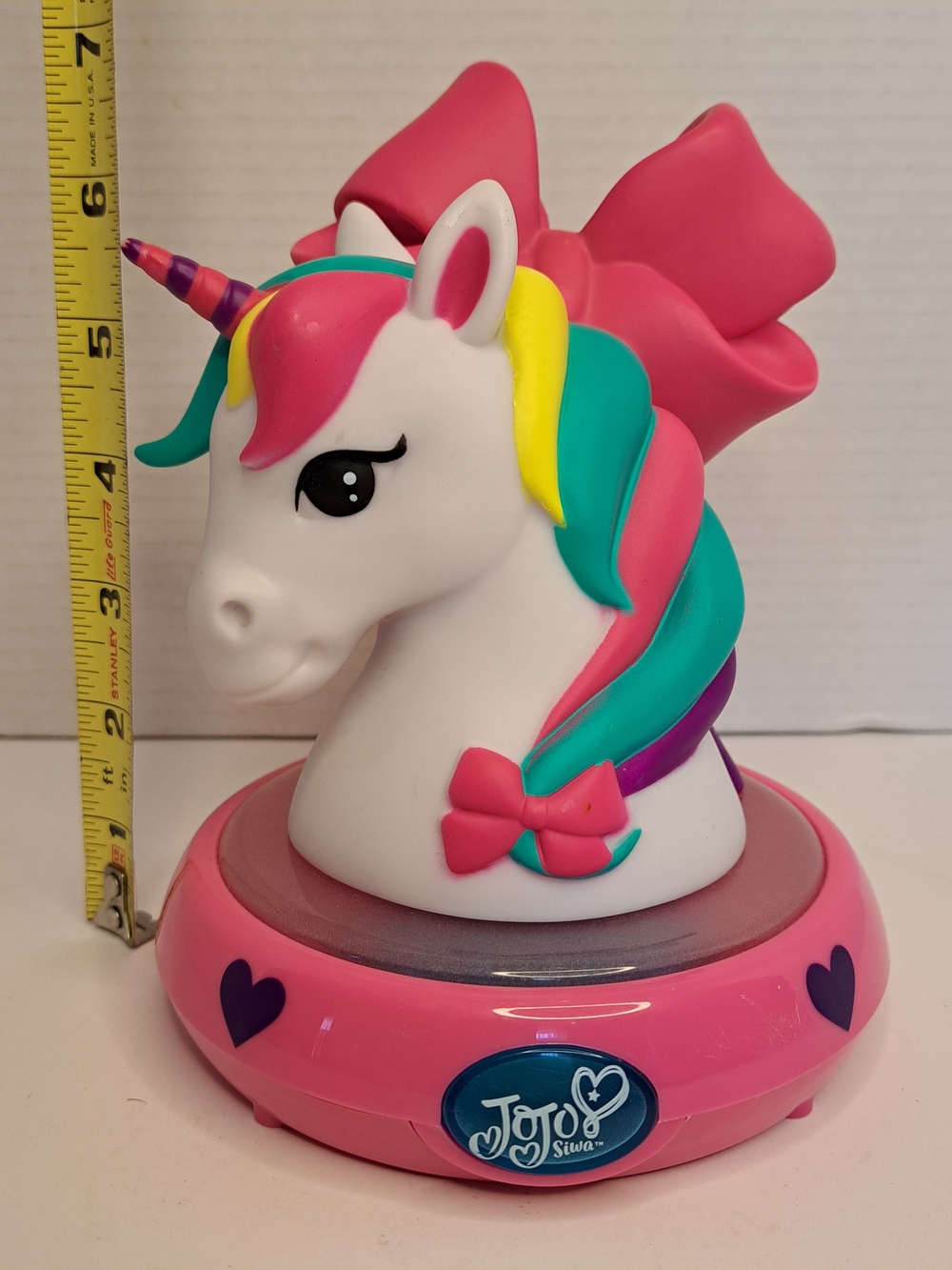 JoJo Siwa Night Light - Pink Unicorn with Bow, Children's Girls Room Decor LED